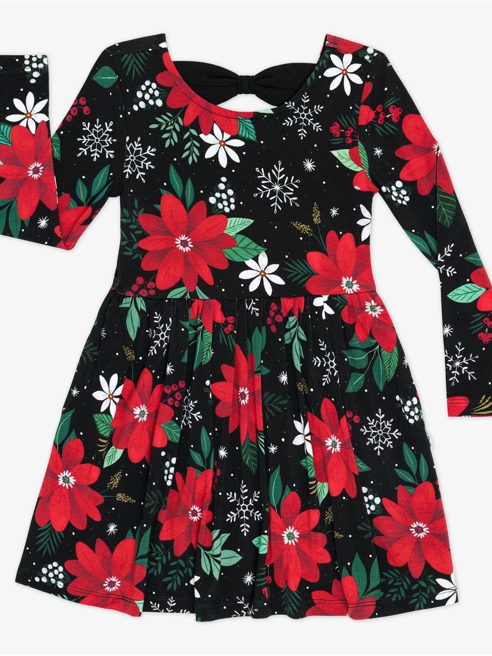 Little Sleepies Snowy Blooms Bow-Back Skater Dress, Size 2T